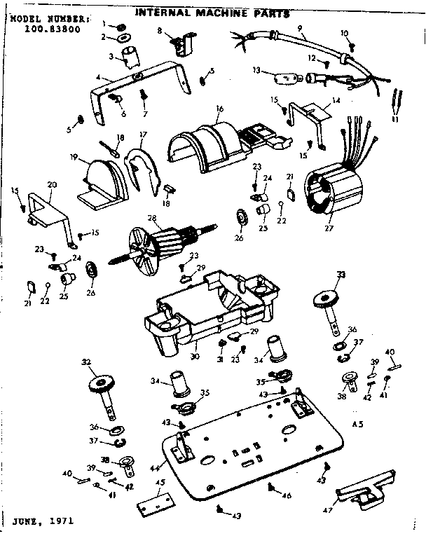 Kenmore 10083800 internal machine parts diagram
