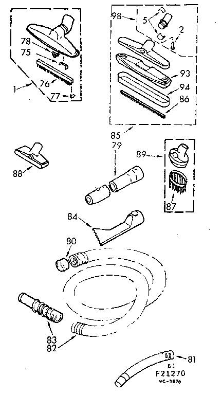 Kenmore 11621270 attachment parts diagram