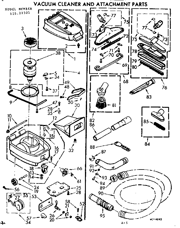 Kenmore 11621501 unit parts diagram