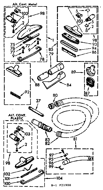 Kenmore 11621900 attachment parts diagram