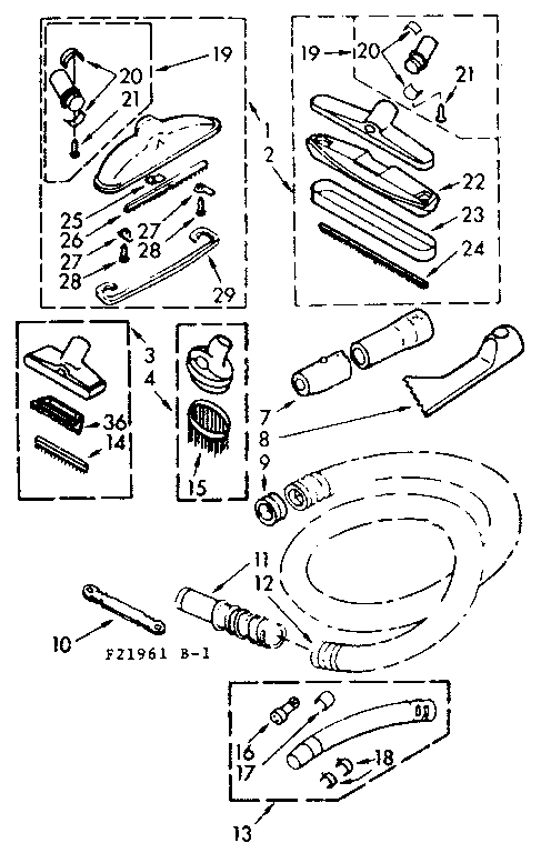 Kenmore 11621961 attachment parts diagram