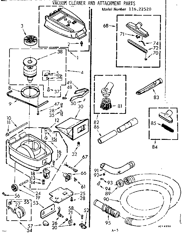 Kenmore 11622520 unit parts diagram