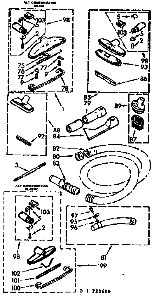Kenmore 11622600 attachment parts diagram