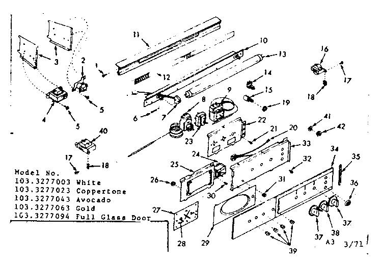 Kenmore 1033277003 control panel section diagram