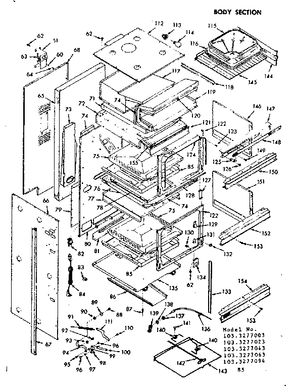 Kenmore 1033277003 body section diagram