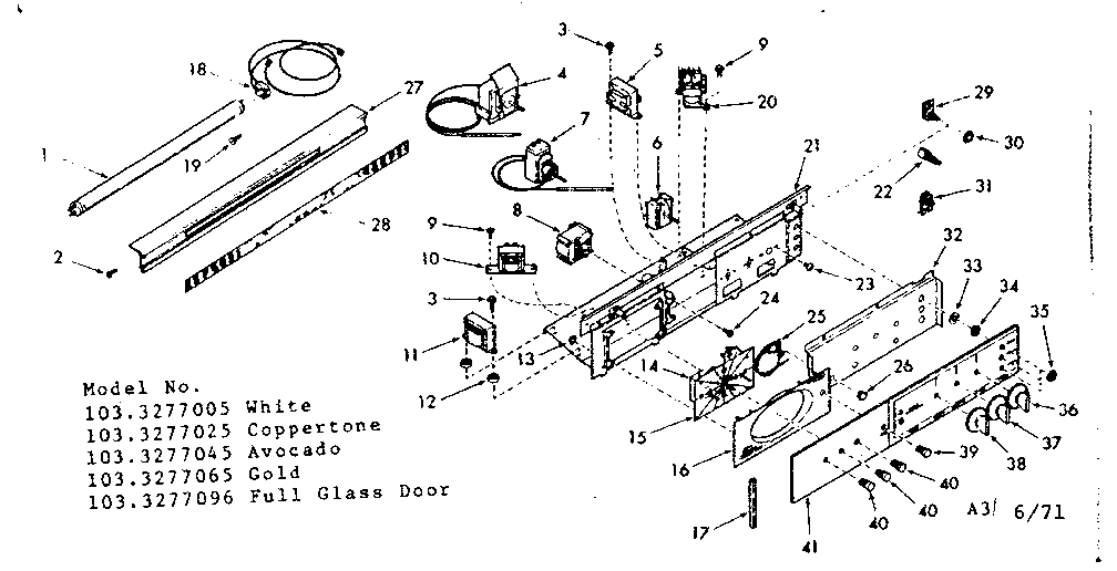 Kenmore 1033277025 control panel section diagram