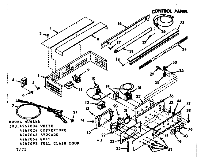 Kenmore 1034267064 control panel diagram