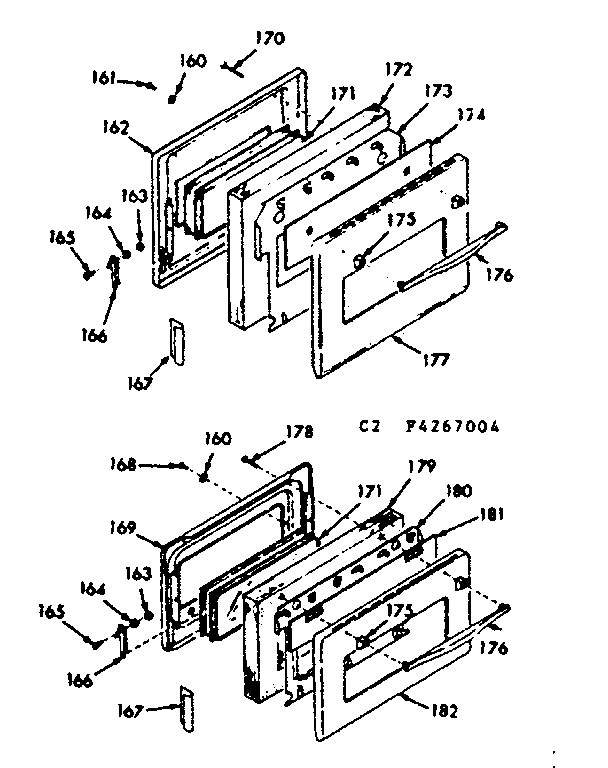 Kenmore 1034267064 oven door section diagram
