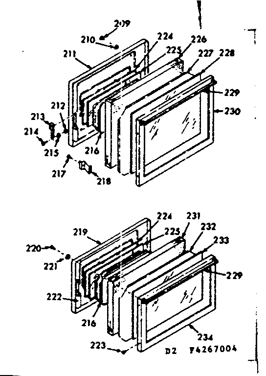 Kenmore 1034267064 full glass oven doors diagram