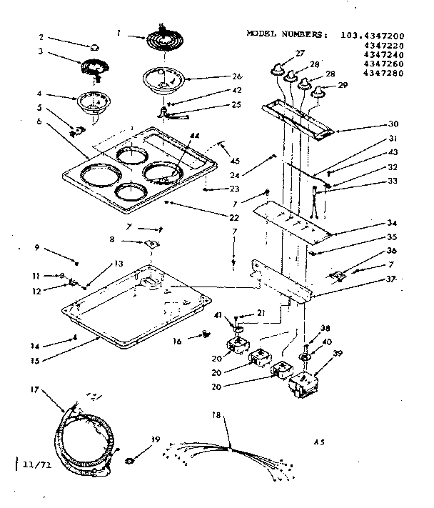 Kenmore 1034347280 cooktop diagram