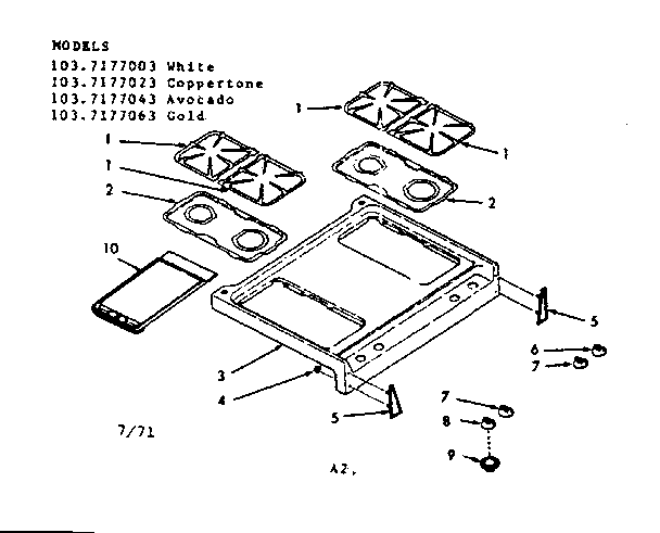 Kenmore 1037177023 main top section diagram