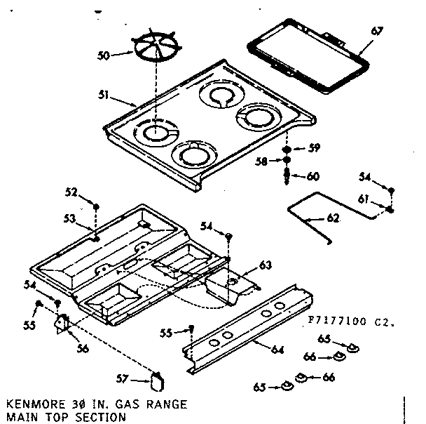 Kenmore 1037177160 main top section diagram