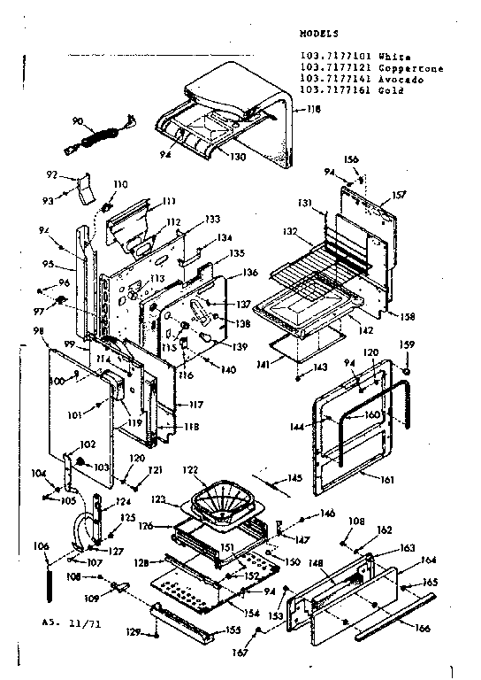 Kenmore 1037177161 body section diagram