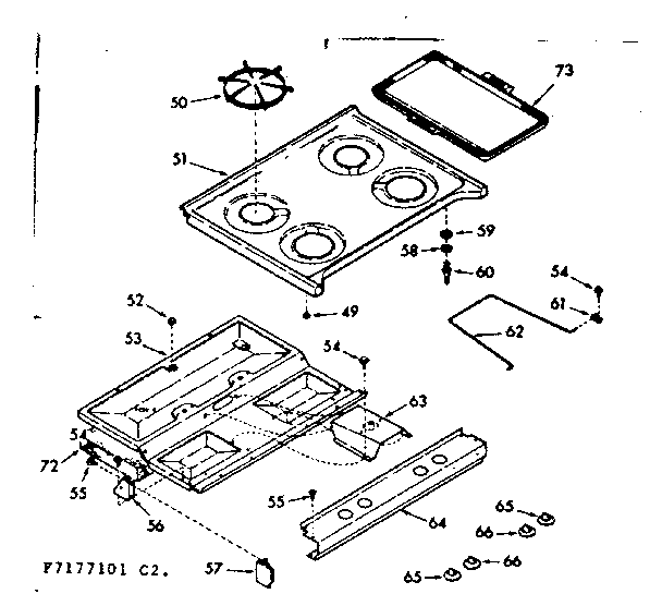 Kenmore 1037177161 main top section diagram