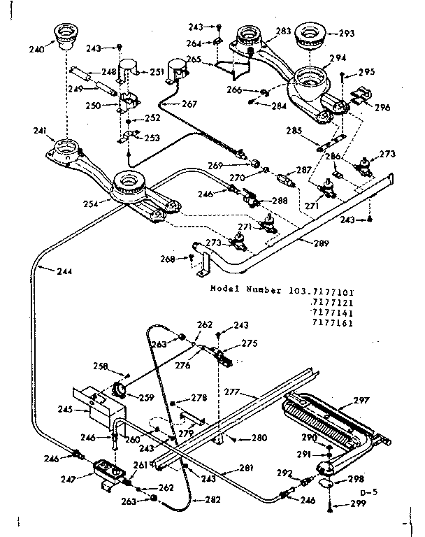 Kenmore 1037177161 burner section diagram