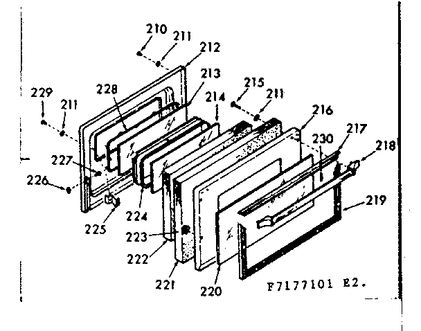 Kenmore 1037177161 oven door section diagram