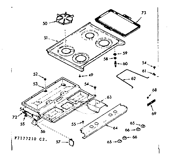 Kenmore 1037177210 main top section diagram