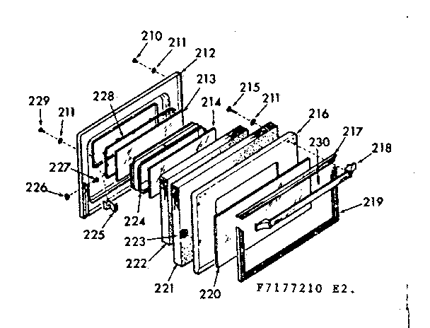 Kenmore 1037177210 oven door section diagram