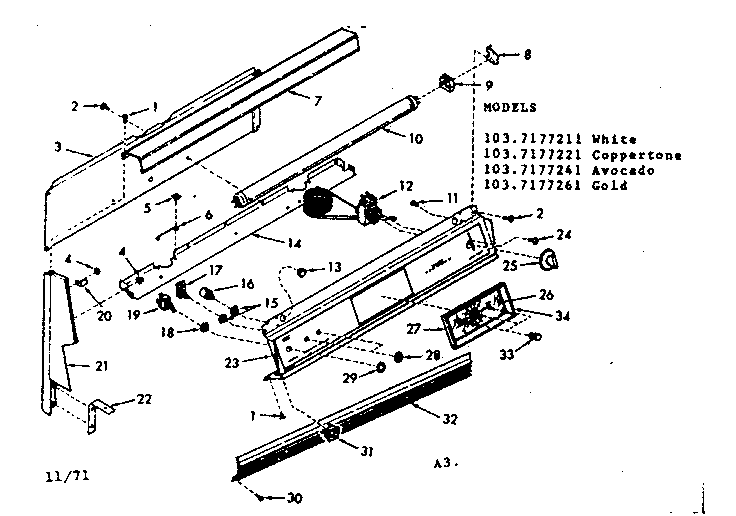 Kenmore 1037177261 backguard section diagram