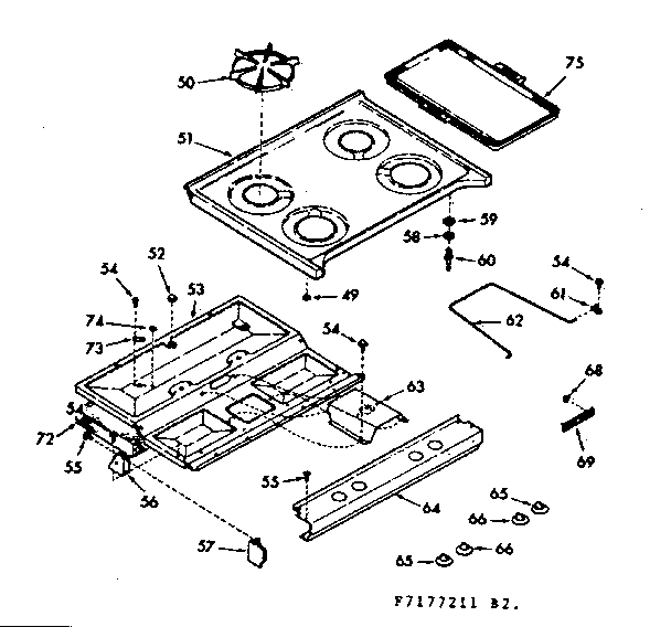 Kenmore 1037177261 main top section diagram