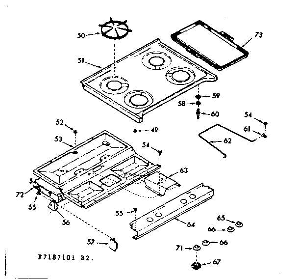 Kenmore 1037187101 main top section diagram