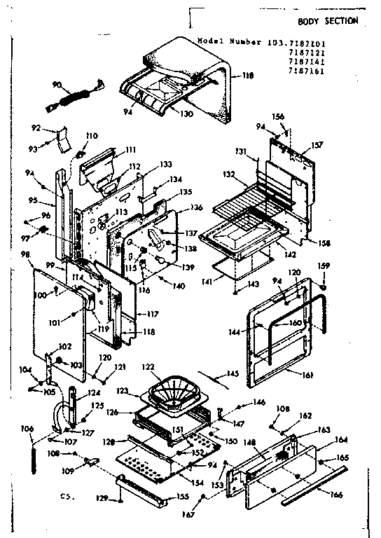 Kenmore 1037187101 body section diagram