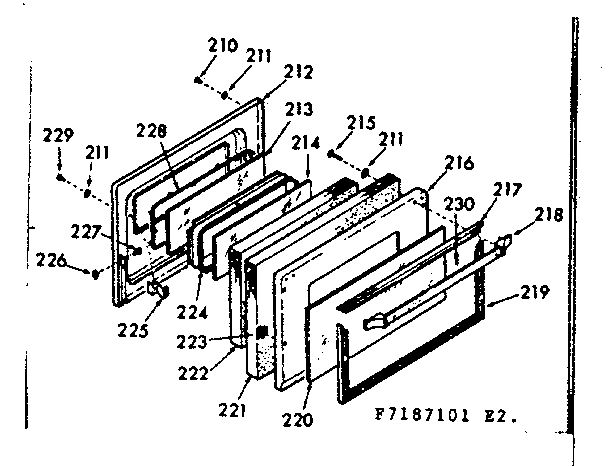 Kenmore 1037187101 oven door section diagram