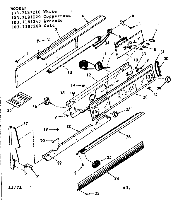 Kenmore 1037187260 backguard section diagram