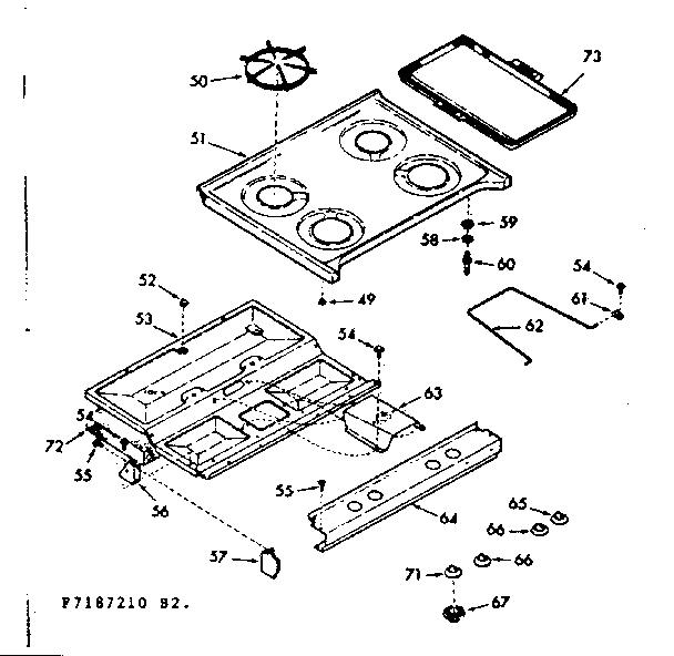 Kenmore 1037187260 main top section diagram