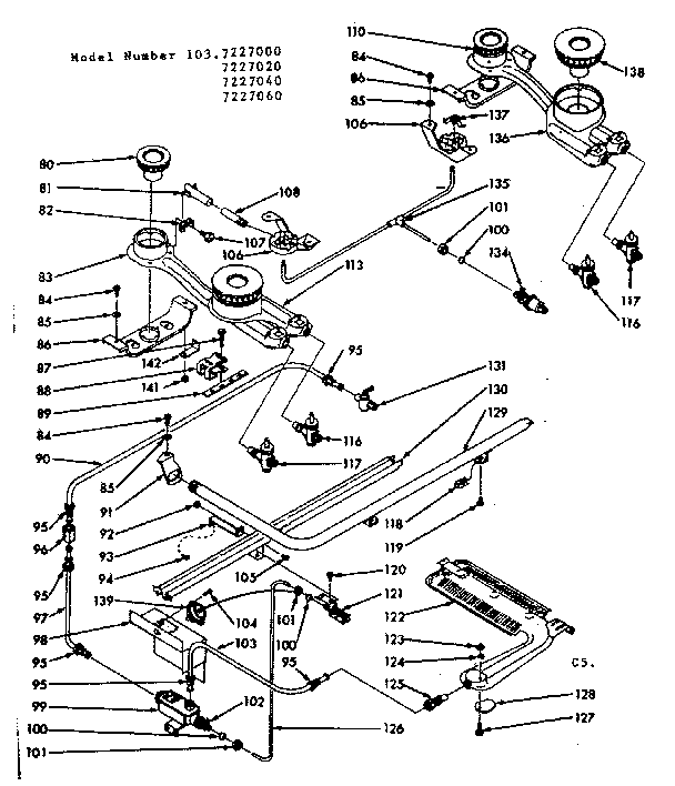 Kenmore 1037227060 burner section diagram