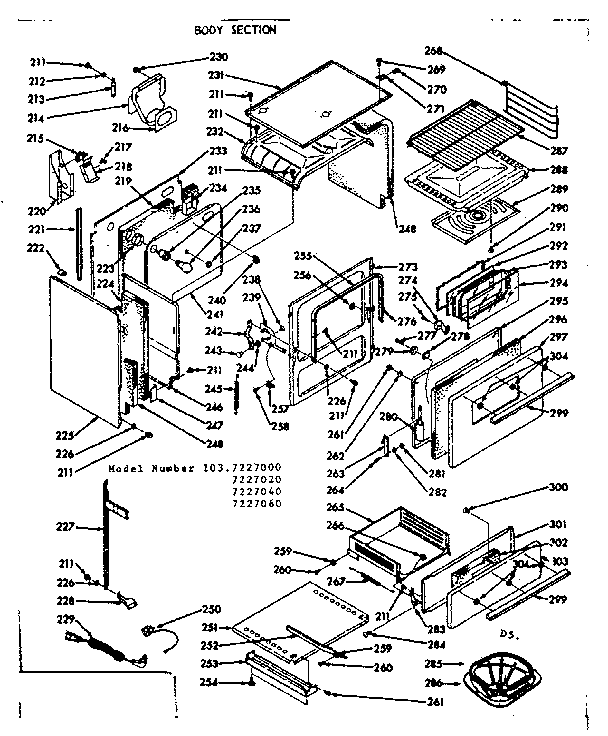 Kenmore 1037227060 body section diagram