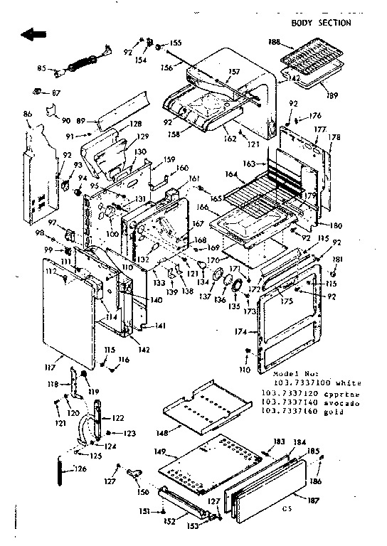 Kenmore 1037337100 body section diagram