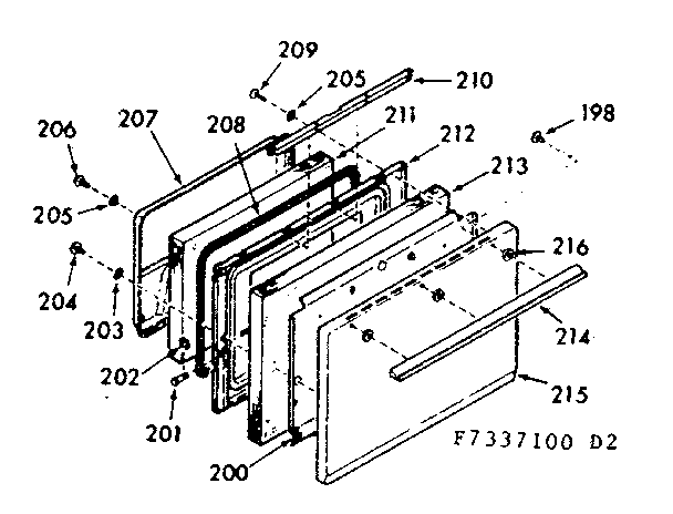 Kenmore 1037337100 oven door section diagram