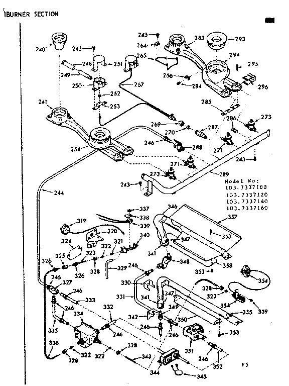 Kenmore 1037337100 burner section diagram