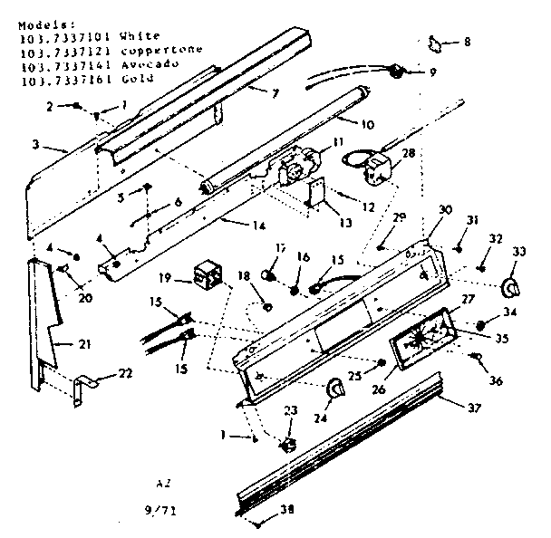 Kenmore 1037337141 backguard section diagram