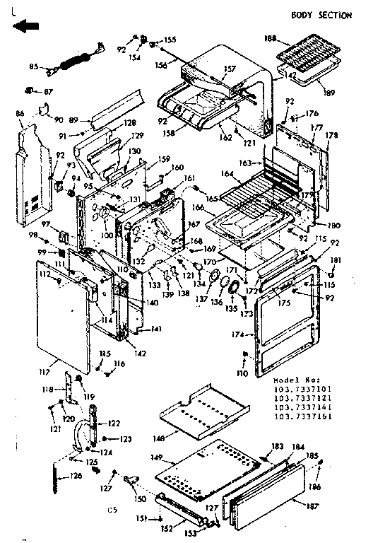 Kenmore 1037337141 body section diagram