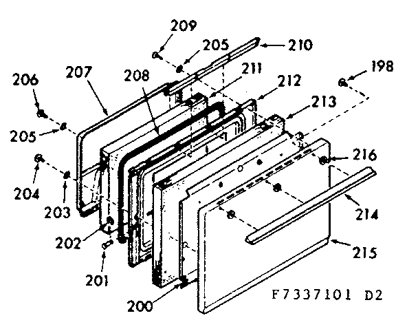 Kenmore 1037337141 oven door section diagram