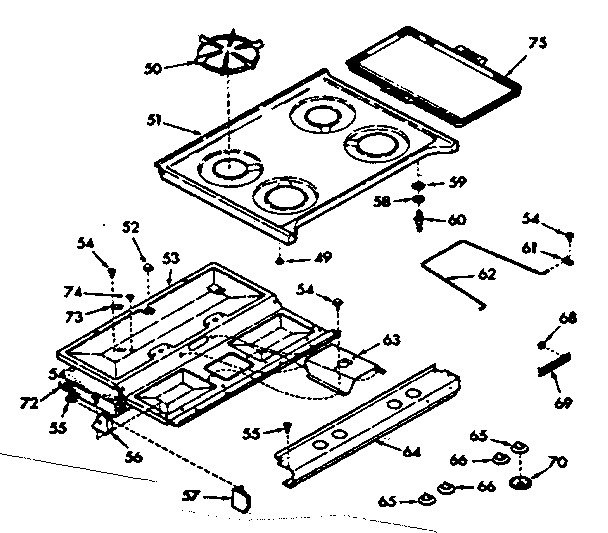 Kenmore 1037337240 main top section diagram