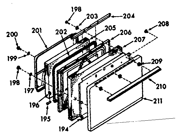 Kenmore 1037337240 oven door section diagram