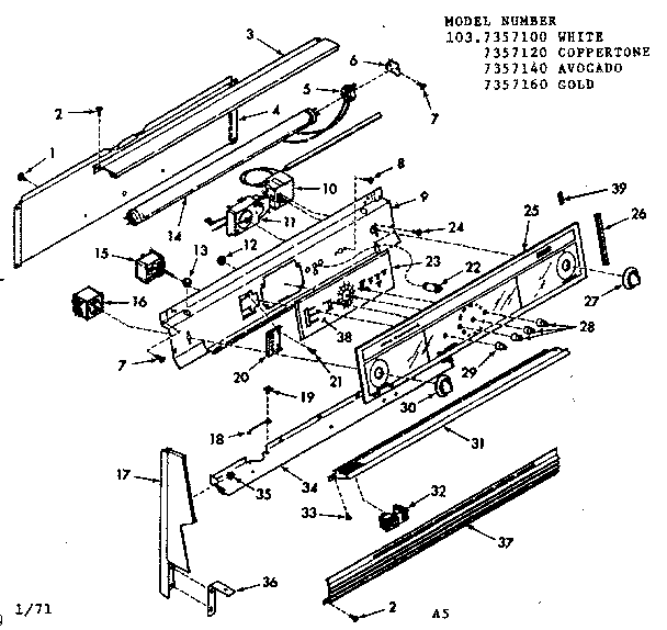 Kenmore 1037357100 backguard section diagram
