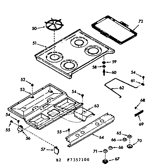 Kenmore 1037357100 main top section diagram