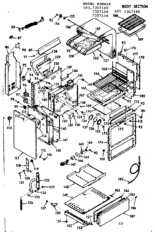 Kenmore 1037357100 body section diagram