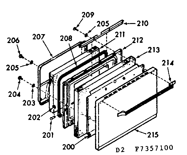 Kenmore 1037357100 oven door section diagram