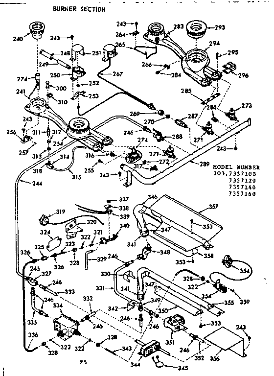 Kenmore 1037357100 burner section diagram