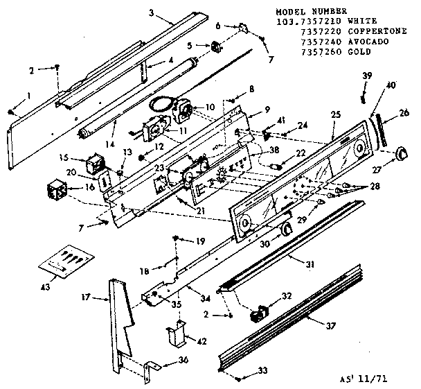 Kenmore 1037357220 backguard section diagram