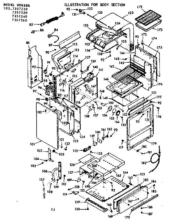 Kenmore 1037357220 body section diagram