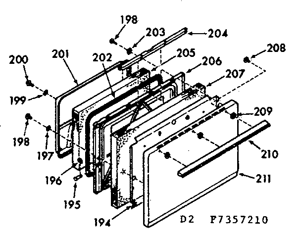 Kenmore 1037357220 oven door section diagram