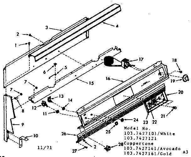 Kenmore 1037427161 backguard section diagram