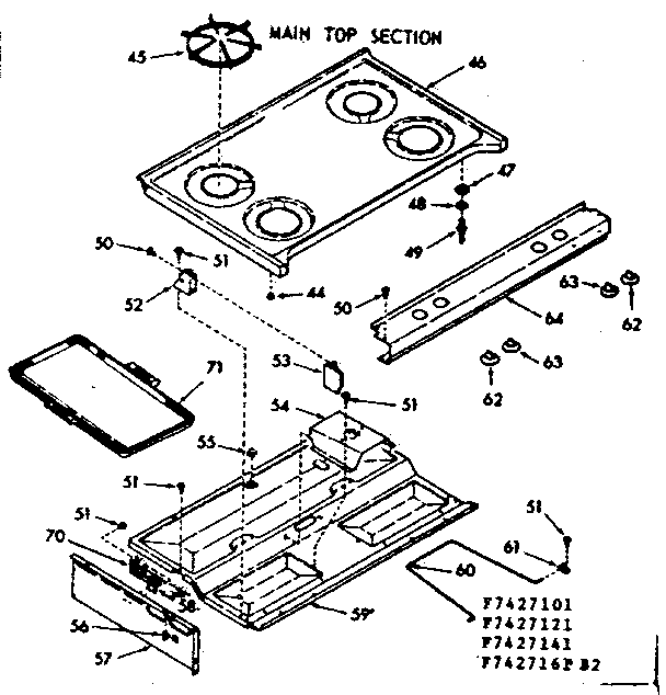 Kenmore 1037427161 main top section diagram