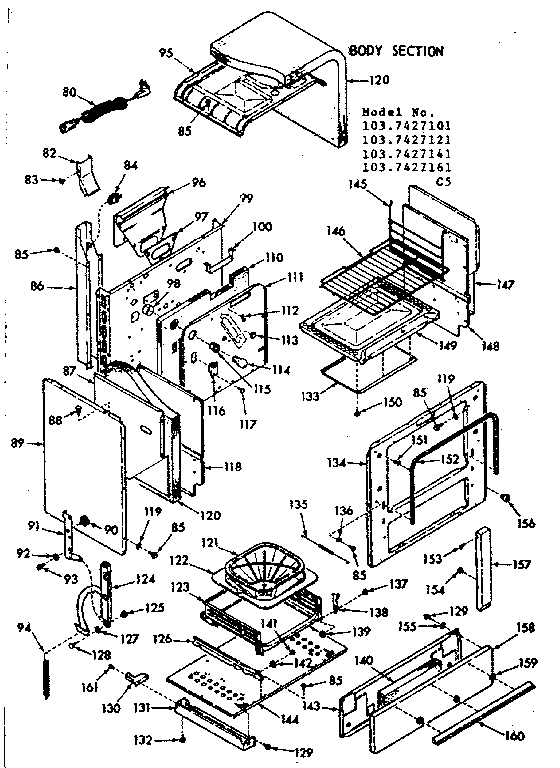 Kenmore 1037427161 body section diagram